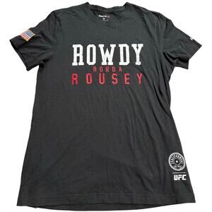 Reebok Rowdy Ronda Rousey T-Shirt Tee UFC Womens Size Medium American Flag Black